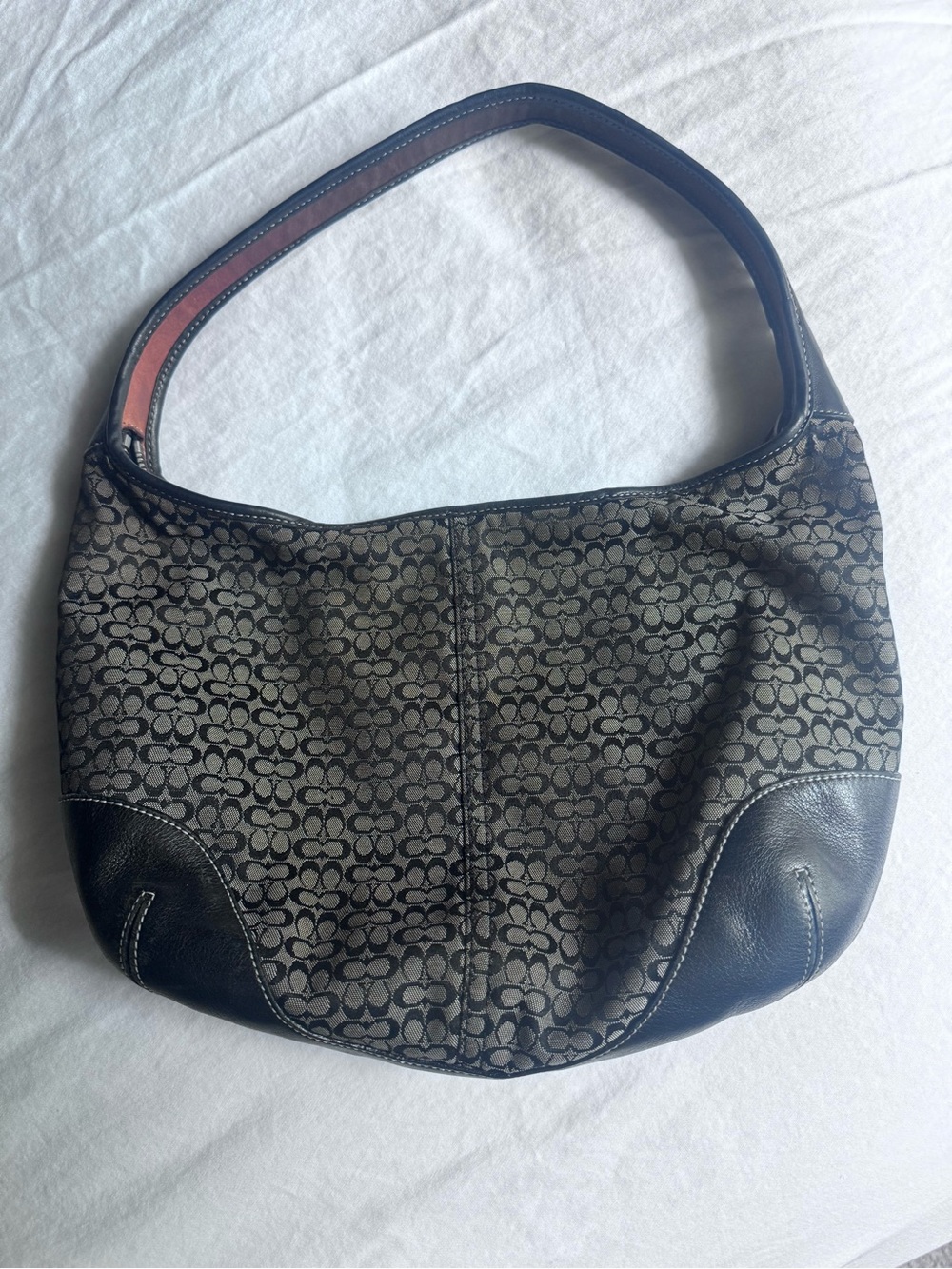 Classic Signature Coach Hobo Bag in Brown and Black